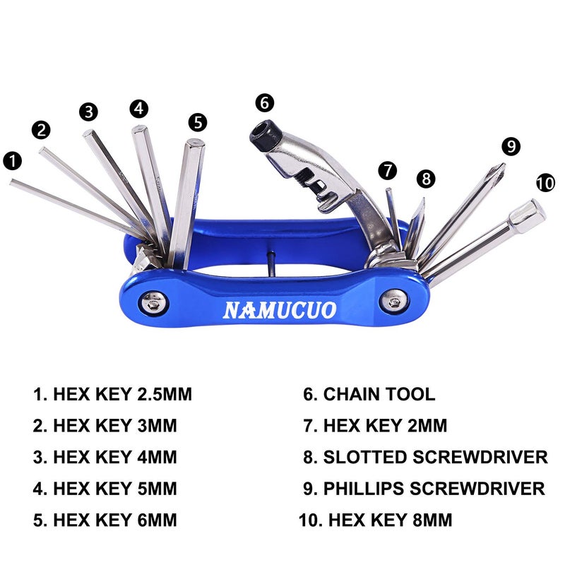 YBEKI 10-in-1 Bike Repair Kit with, 3-in-1 Tire Levers, Glueless Patches, Multifunctional Bone Wrench & Waterproof Saddle Bag | Compact Bicycle Multi-Tool Kit for Emergency Roadside Repairs - Image 3
